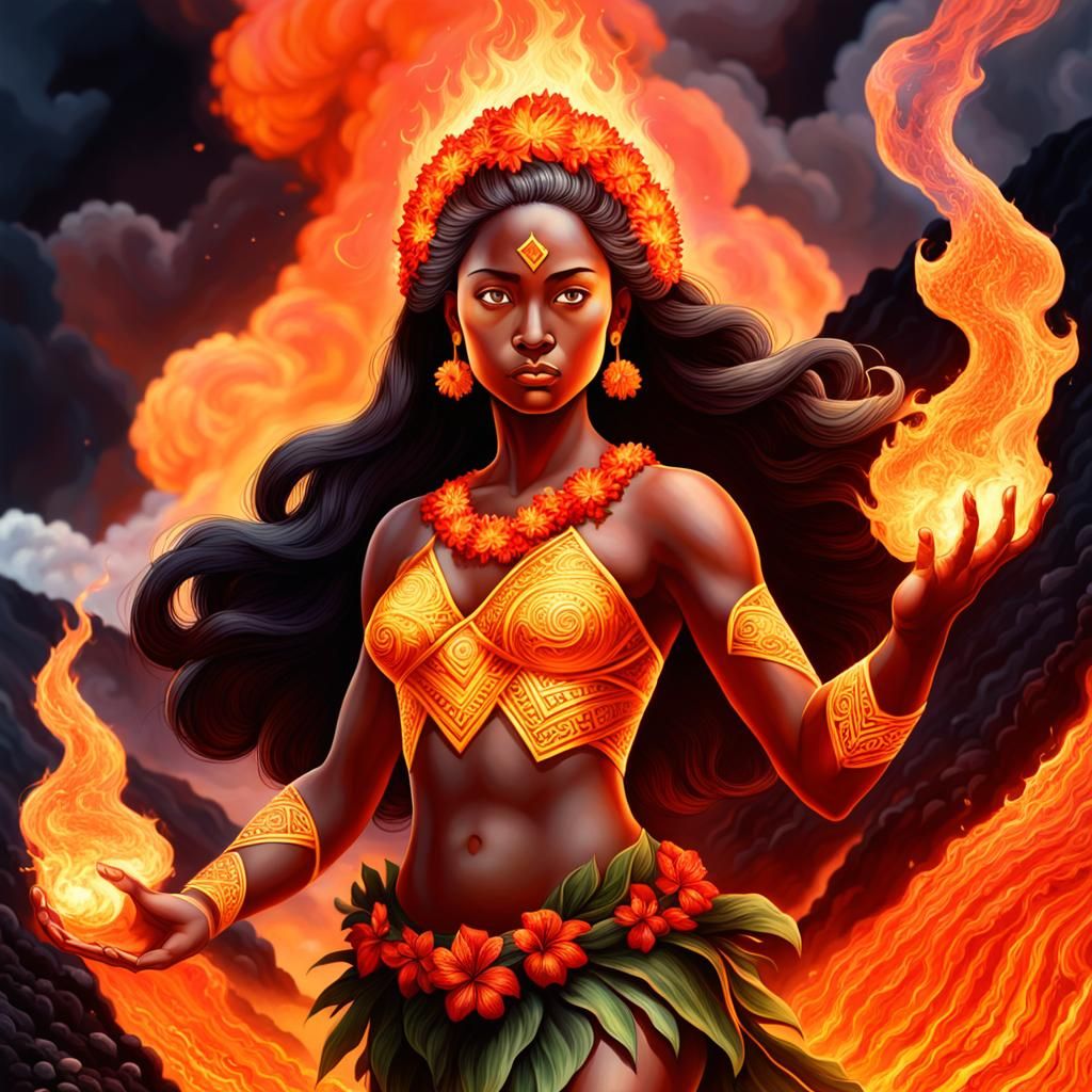 Pele: Hawaiian Volcano Goddess Creating Land