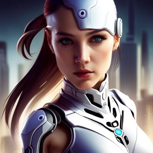 Futuristic White Cyborg Girl