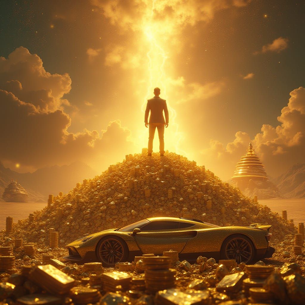 Figure of Abundance on Mountain of Gold and Wealth