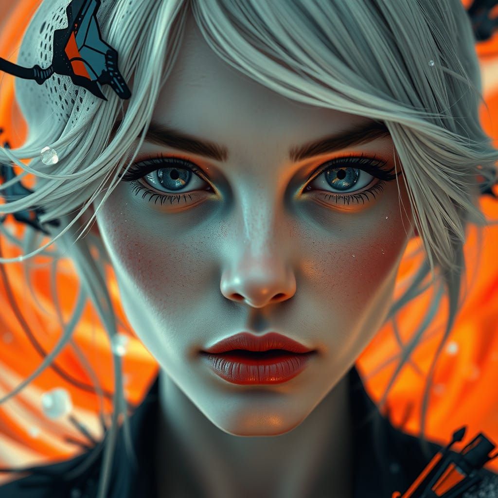 Haunting Portrait of a Woman in Triadic Hues