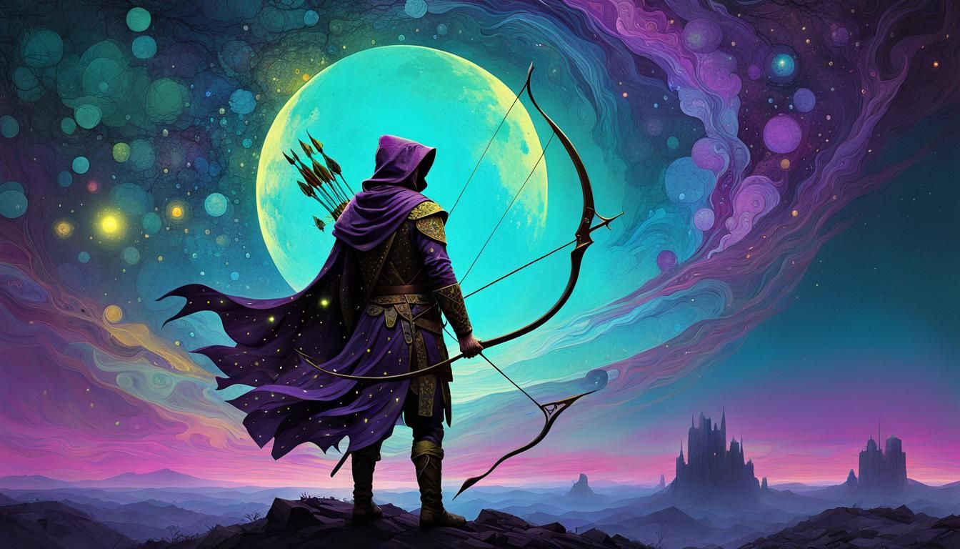 Robin Hood in Cosmic Night: A Digital Masterpiece