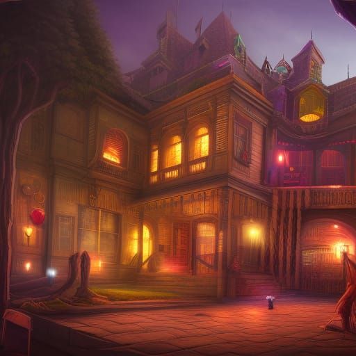 Fantastical Heartbreak Hotel: Detailed Matte Painting