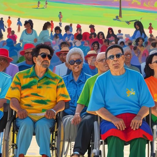 People with Disabilities in Expressionist Park Painting