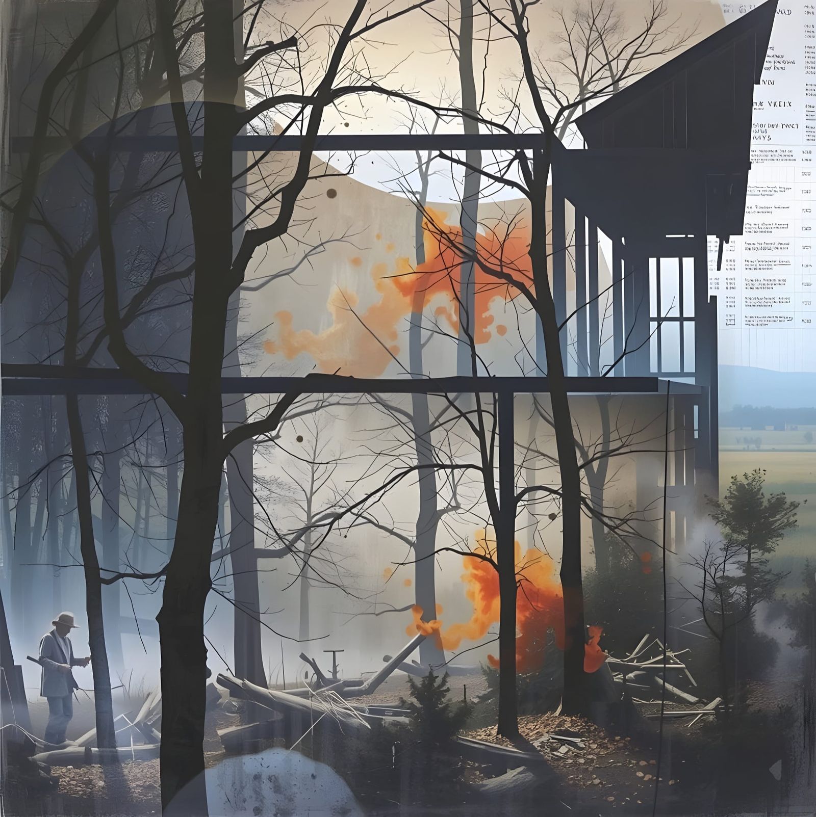 Double Exposure Wall Collides with Ruin