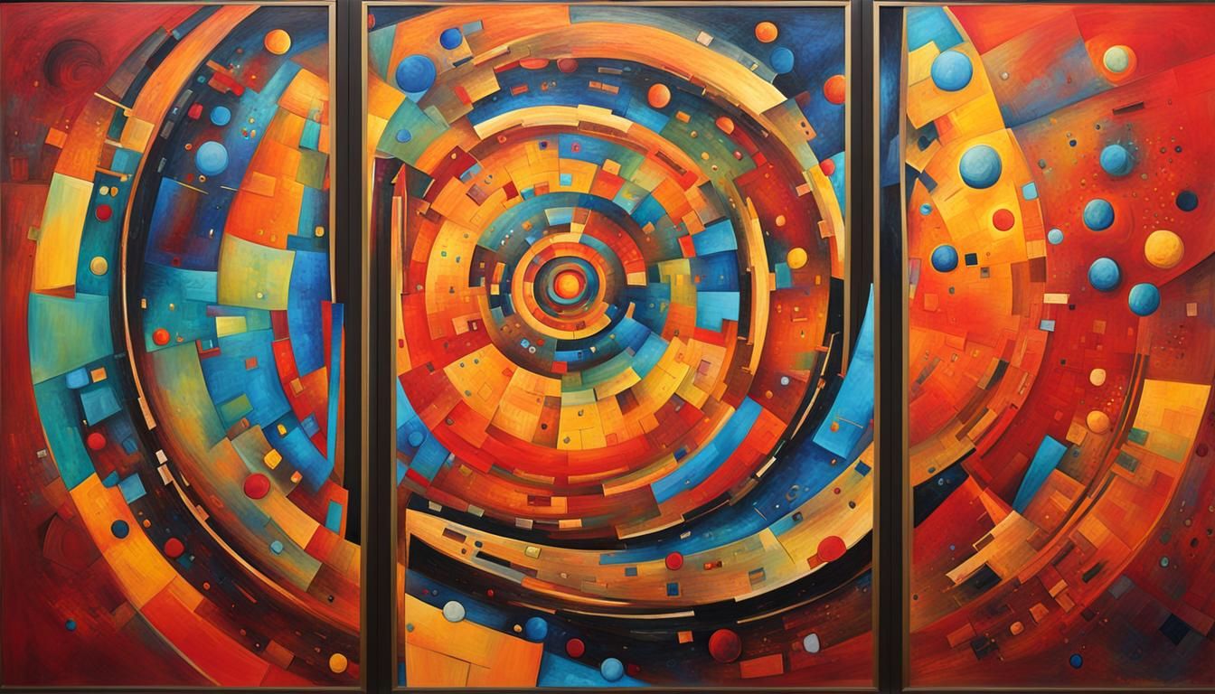 Abstract Triptych Illustrating the Passage of Time