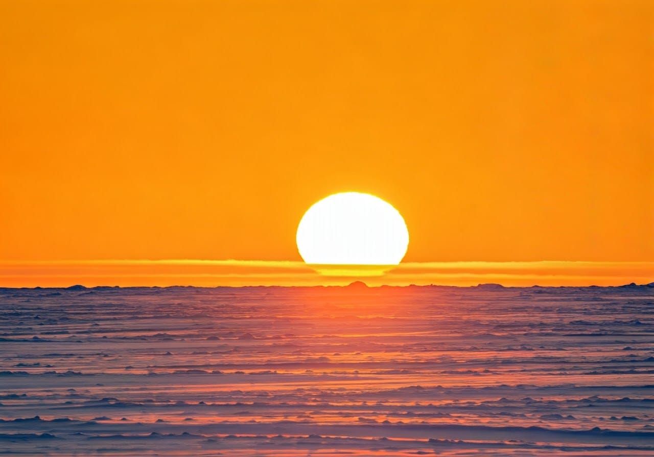 Arctic Sunrise Landscape in Watercolor Style