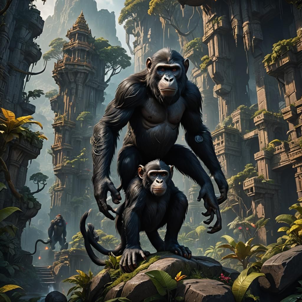 Detailed Matte Painting of a Large Monkey