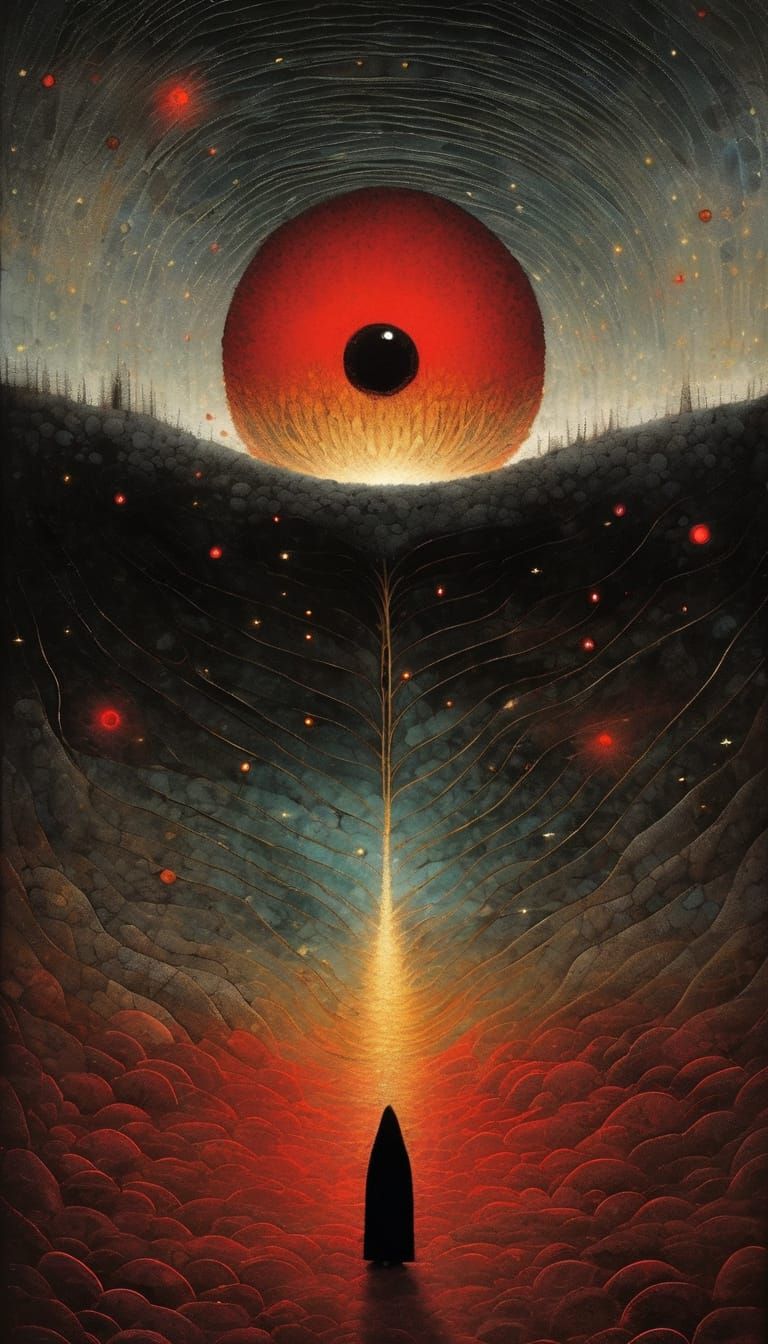 Gothic Magnetic Portal in Volcanic Landscape