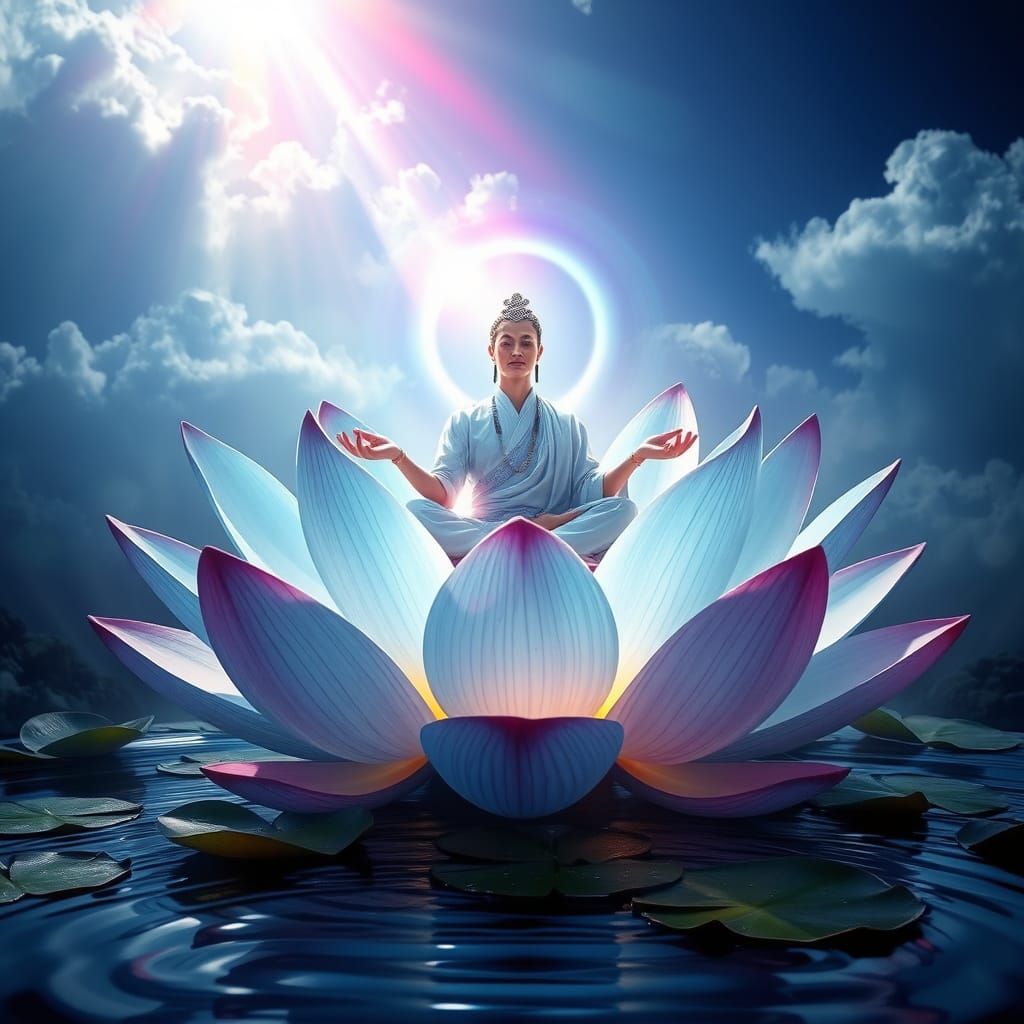 Xianxia Master Meditating Above Lotus Flower