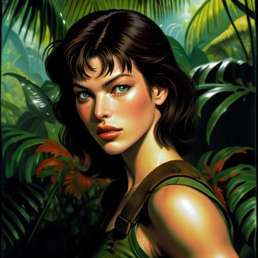 Milla Jovovich in jungle