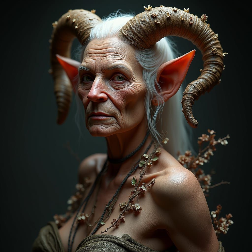 Regal Female Satyr Portrait in Fantasy Realism