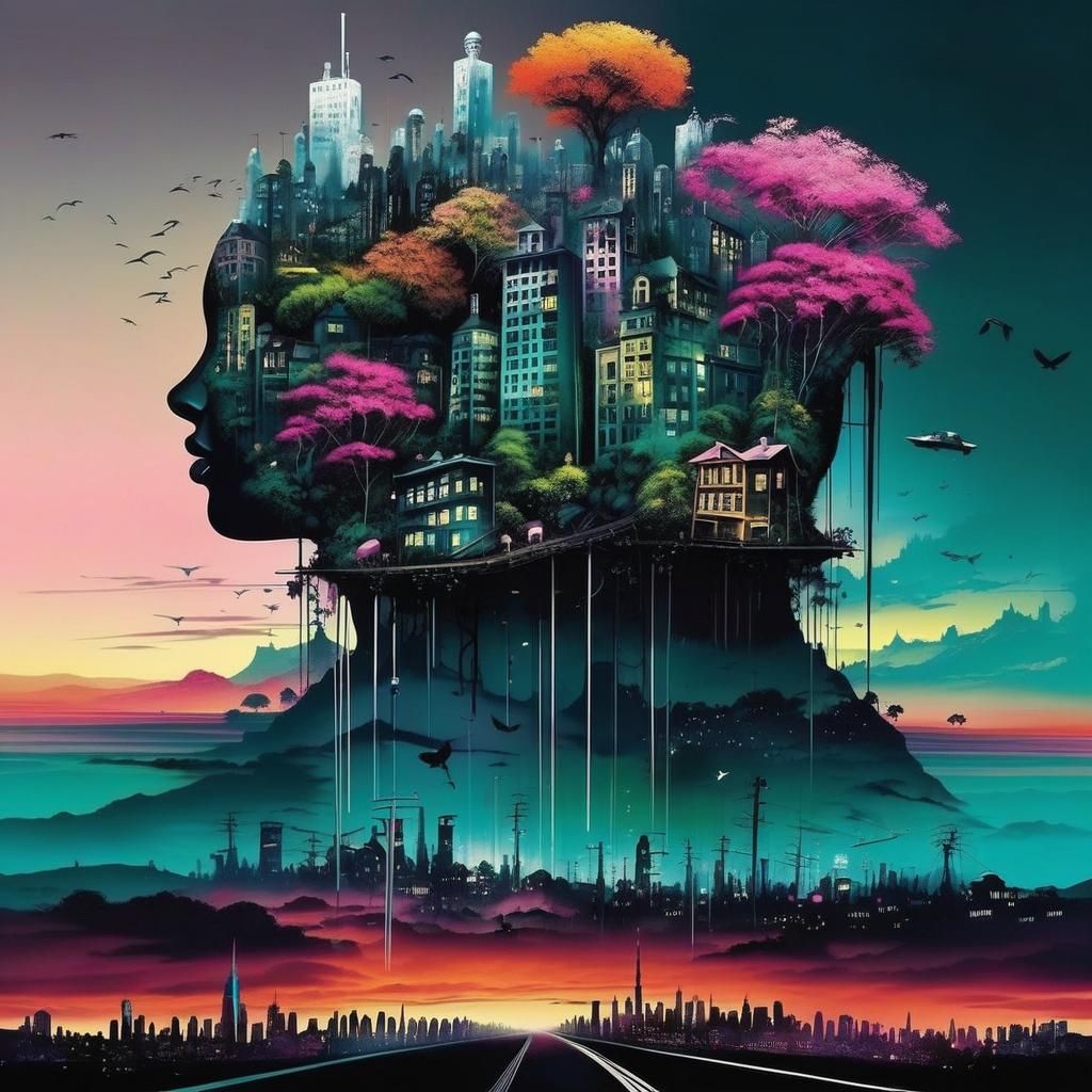 Dystopian City Meets Nature in Whimsical Ink Art