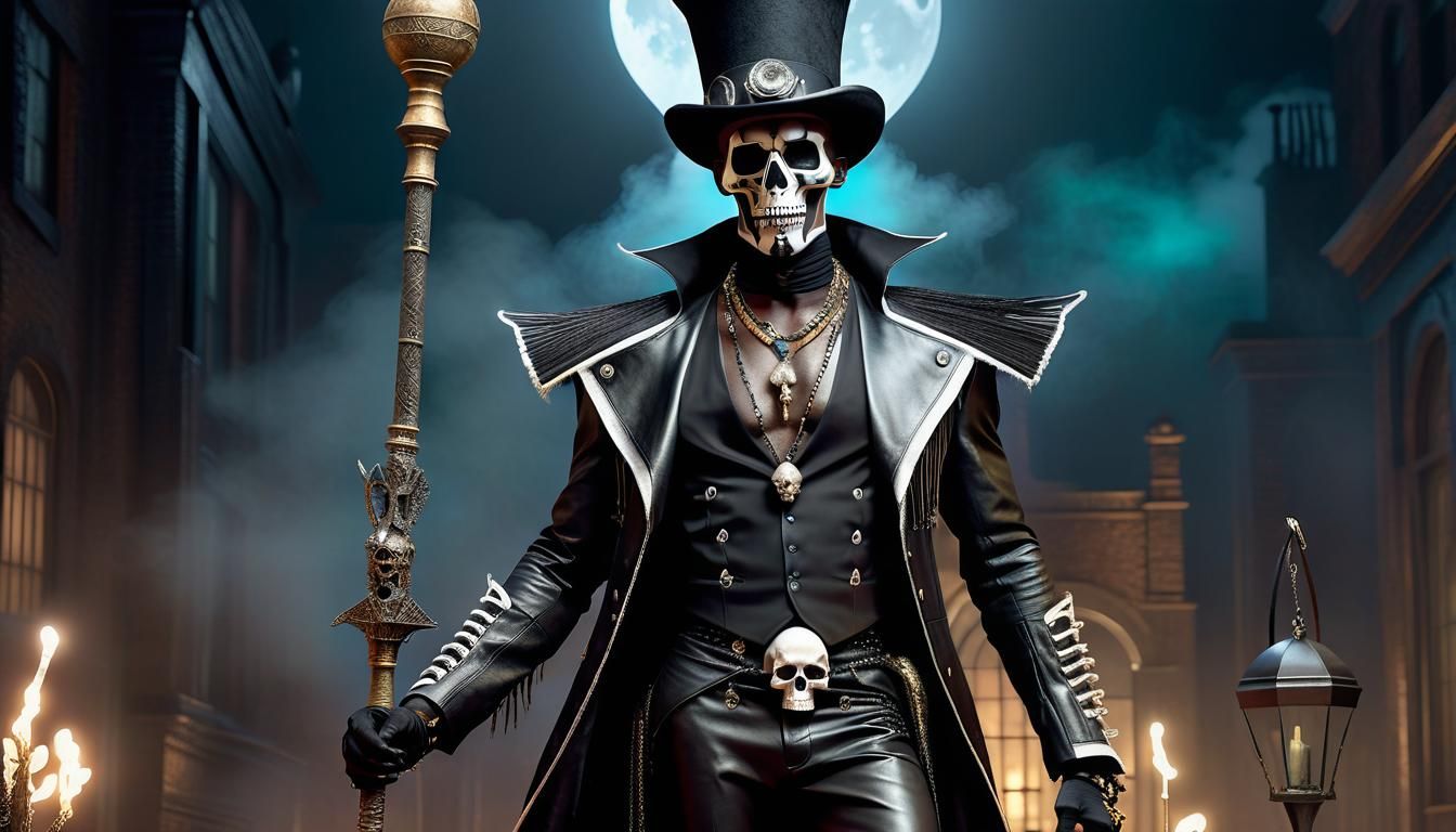 Hyperrealistic Baron Samedi with Skull Staff