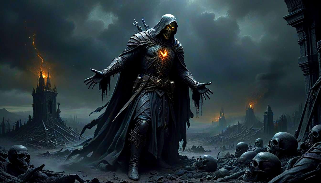 Dark Metallic Heart in Horror Style