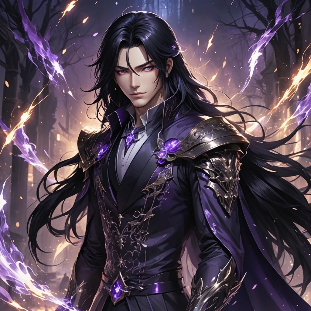 Mysterious Anime Man in Dark Fantasy Style