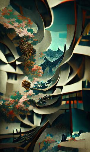 Detailed Fractal Art Deco Design in Gouache