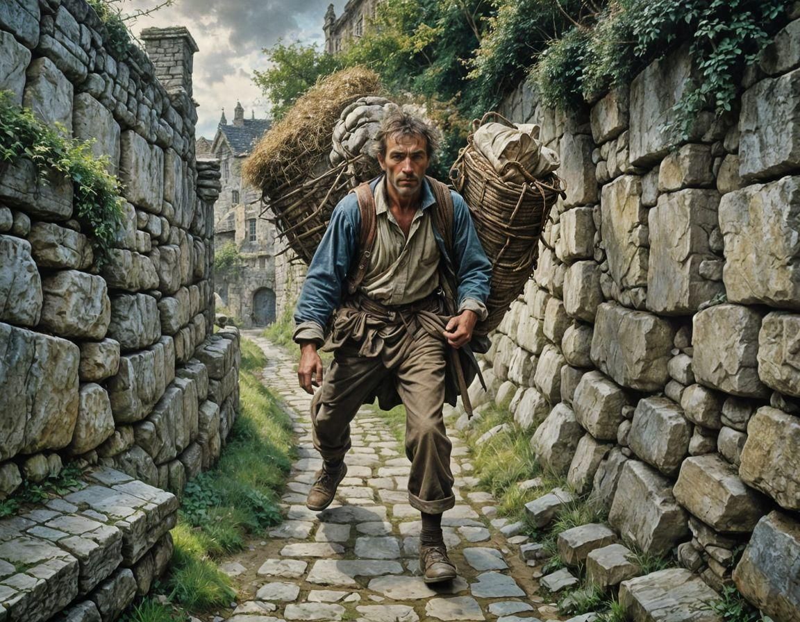 Pilgrim's Burden: Hyperdetailed Illustration on Narrow Path