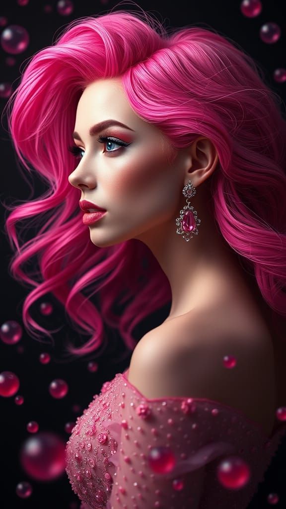 Glamorous Fantasy Portrait in Hyperrealistic Style