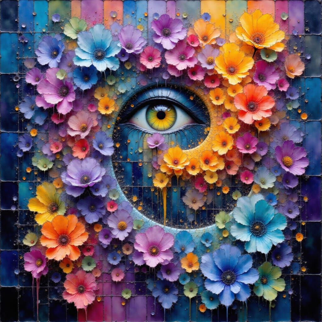 Vibrant Fractal Landscape in Cyberpunk Vector Style