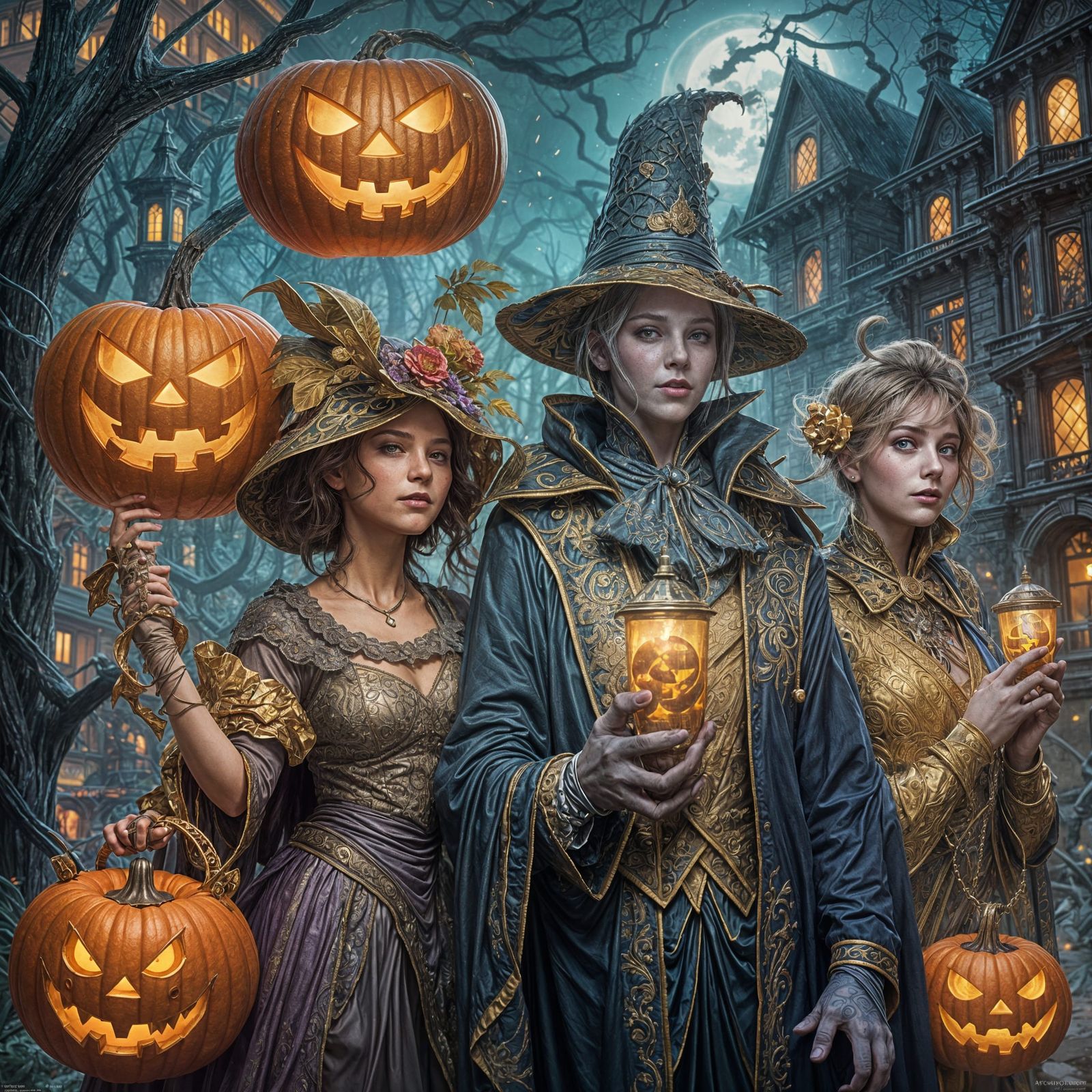 Monsters Trick-or-Treating: Hyperdetailed Halloween Portrait