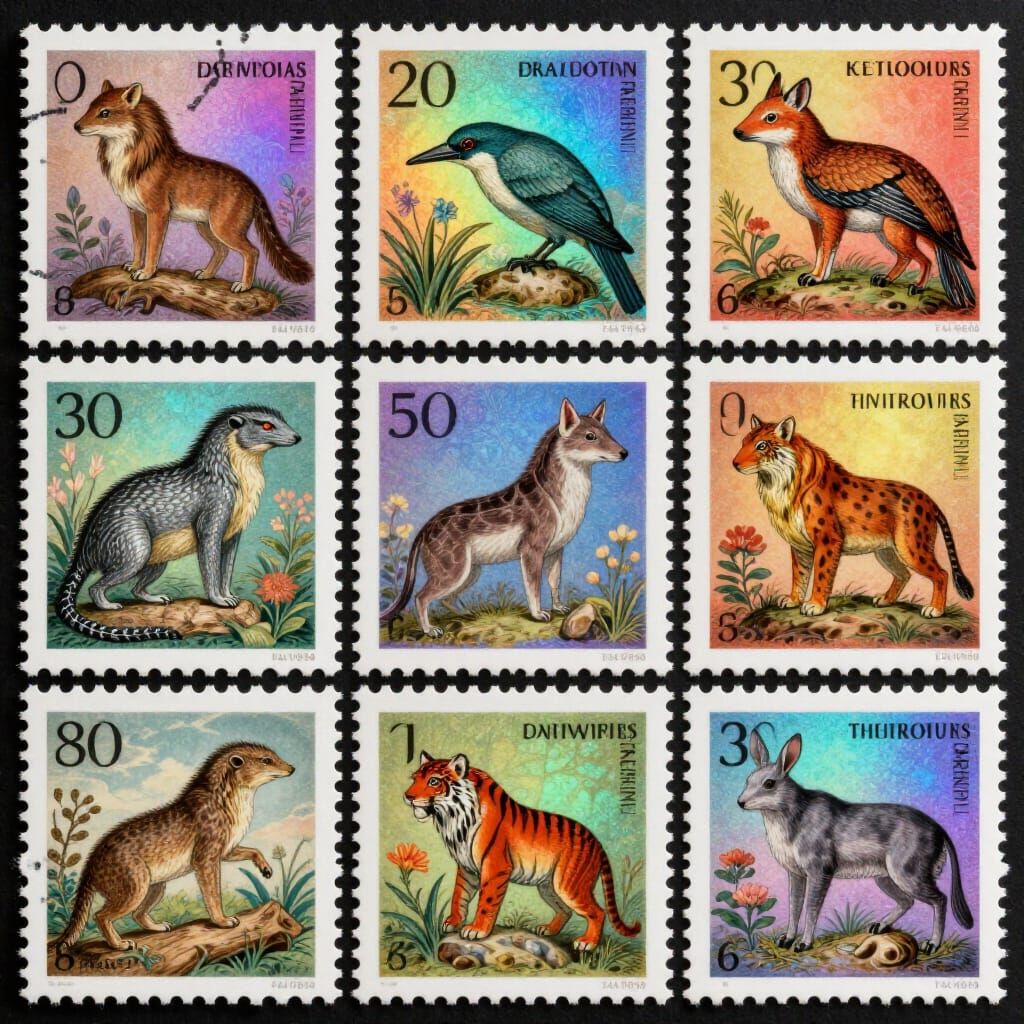 Darwinian Evolution Stamp Collection: Iridescent Rainbow Hue...