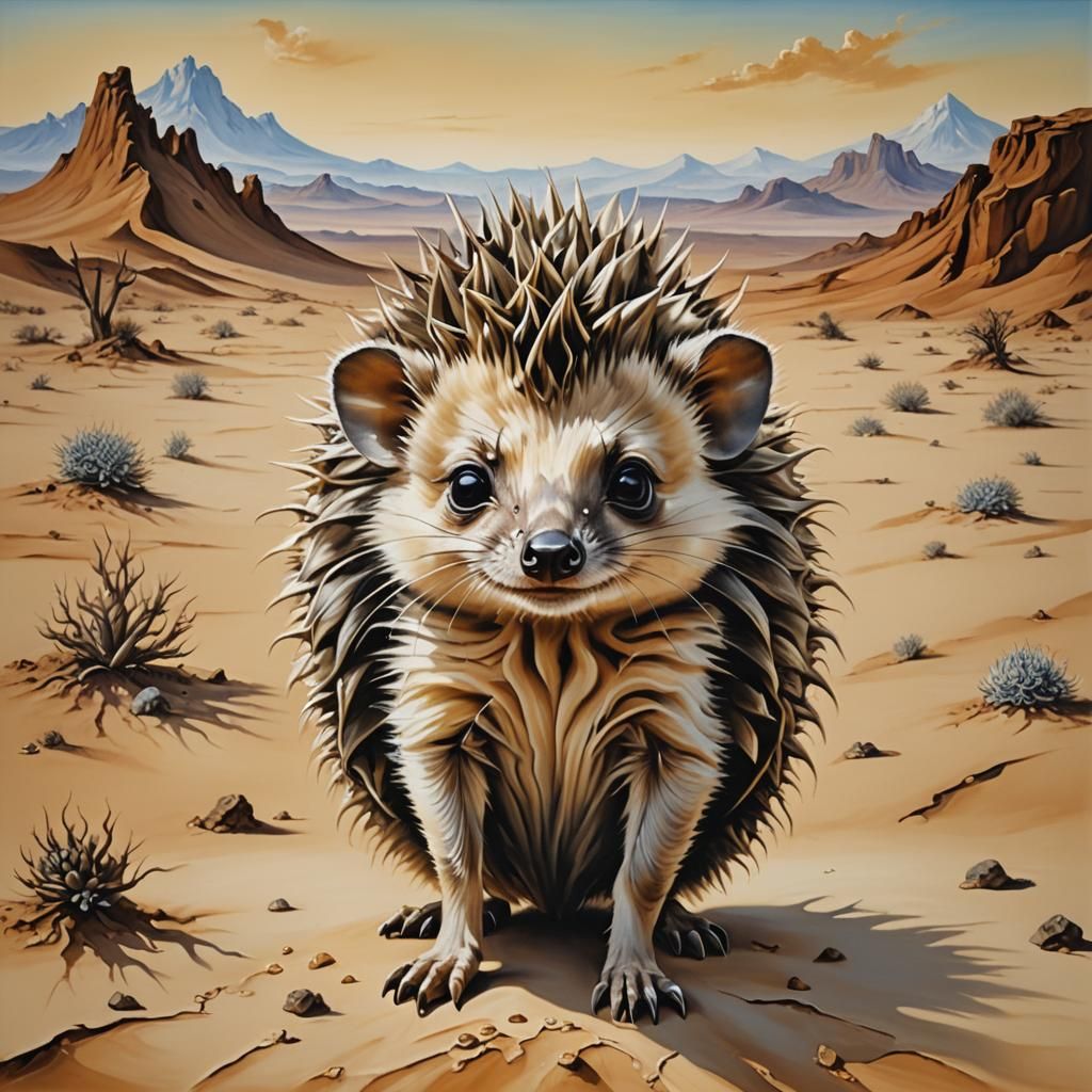 Surreal Desert Hedgehog, Salvador Dali Style