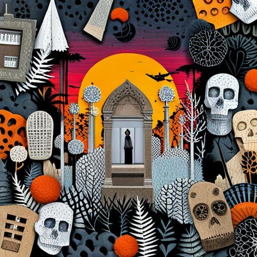 Graveyard collage art