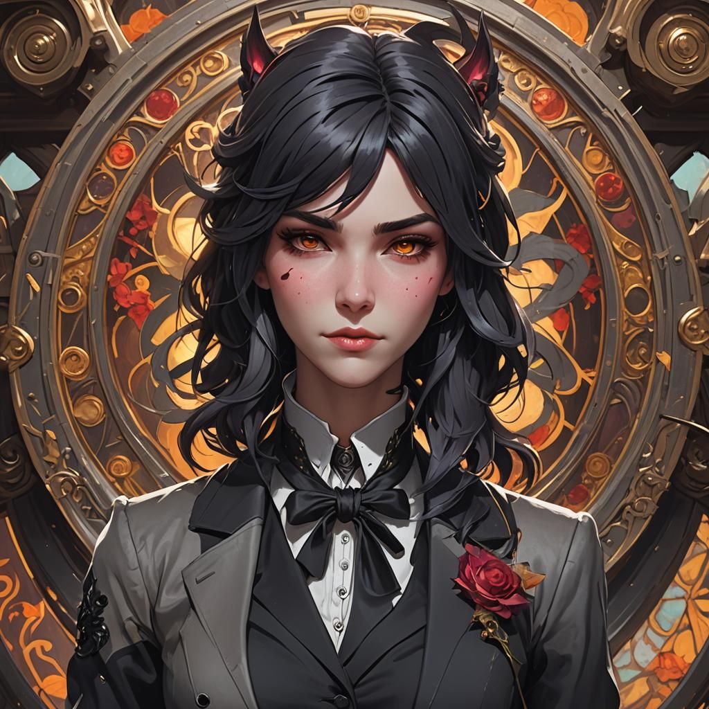 Salem from RWBY in Suit: Hyperdetailed Portrait