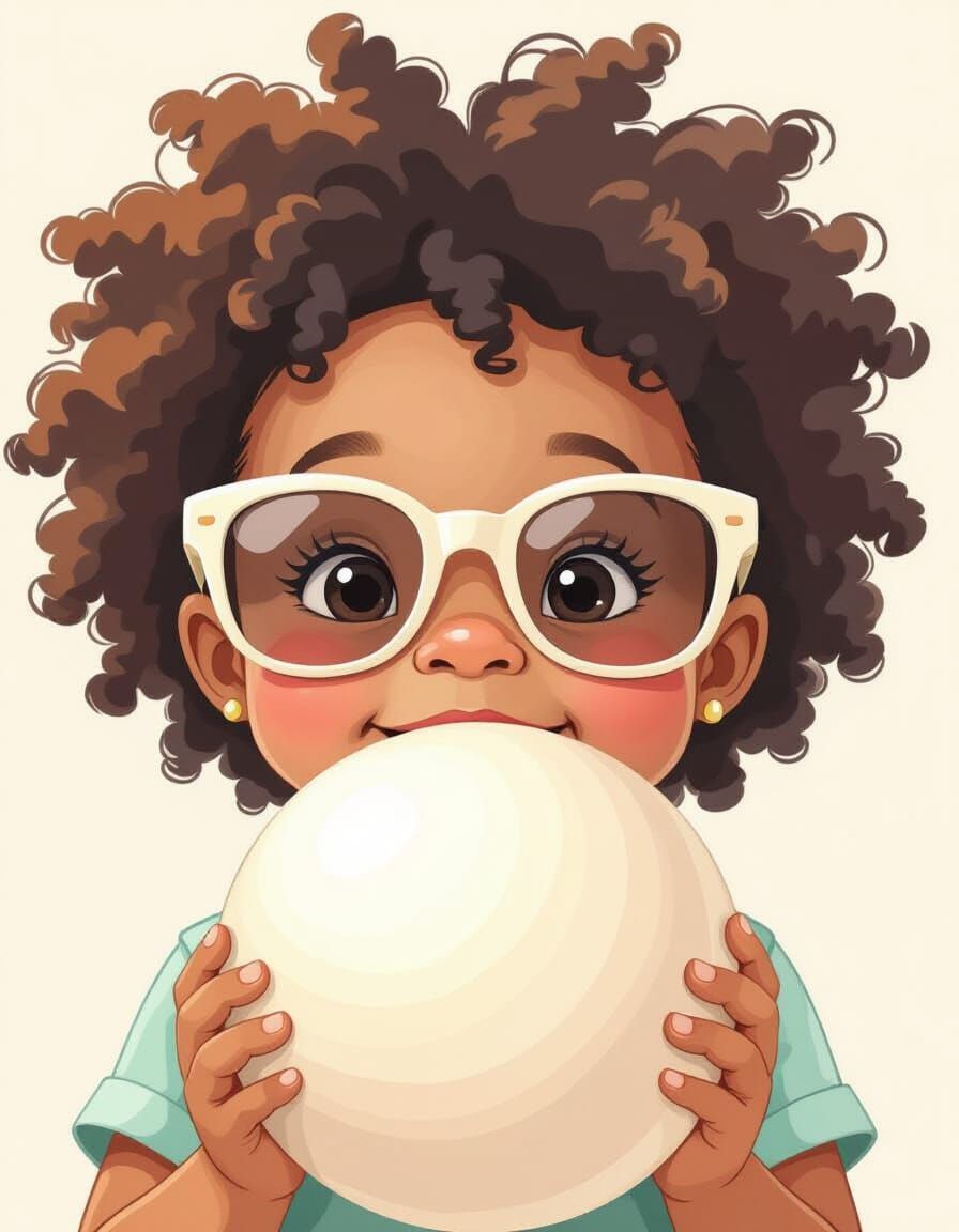 Cute African American Kid Illustration in Pastel