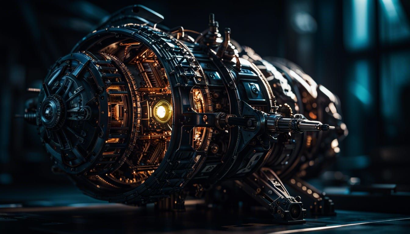 Backlit Mechanical Spacecraft in HDR