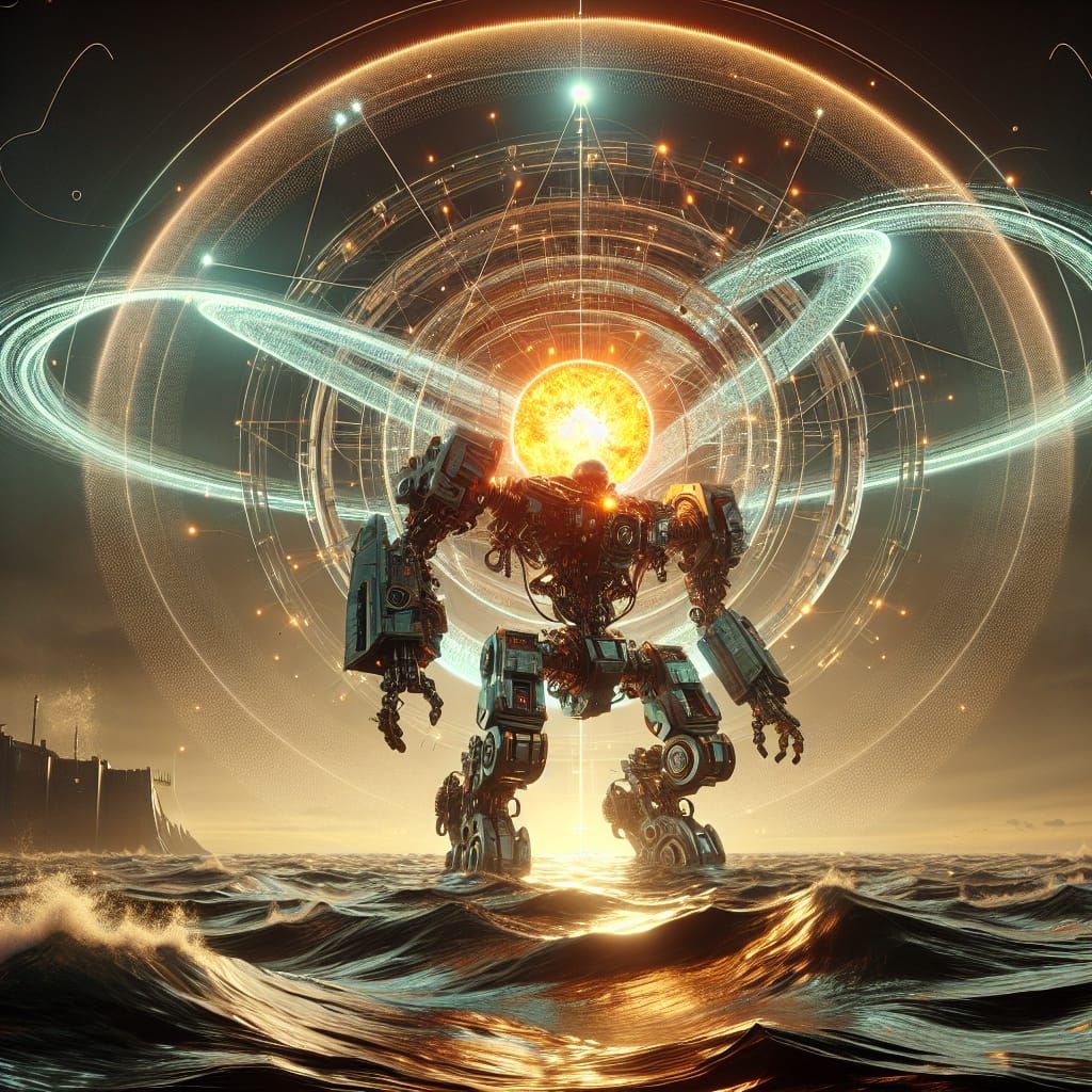 Colossal Robot on Metallic Planet Under Magnetar Light