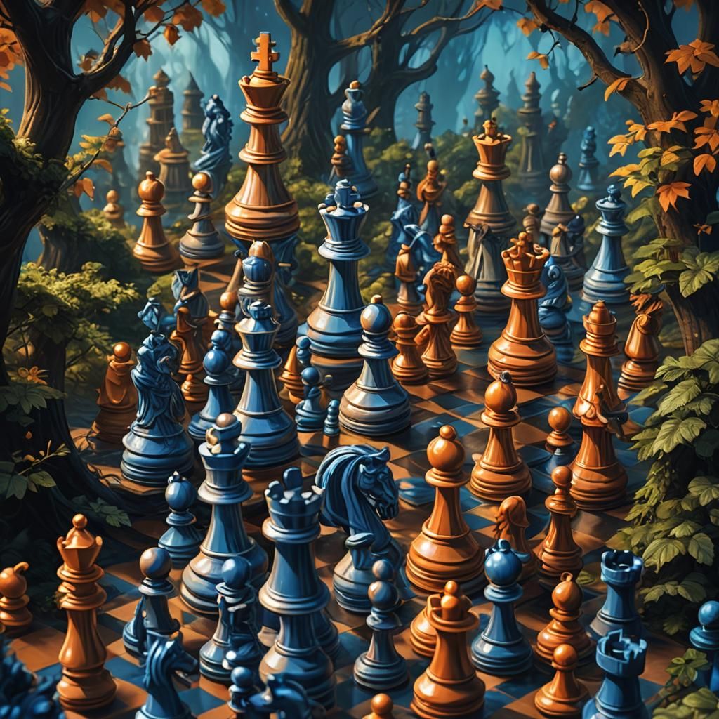 Bustling Chess Planet in a Digital Matte Painting