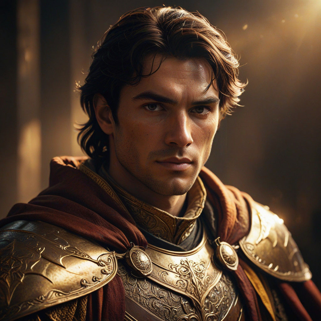 Noble Paladin in Golden Regalia, Vibrant Oil Painting Style