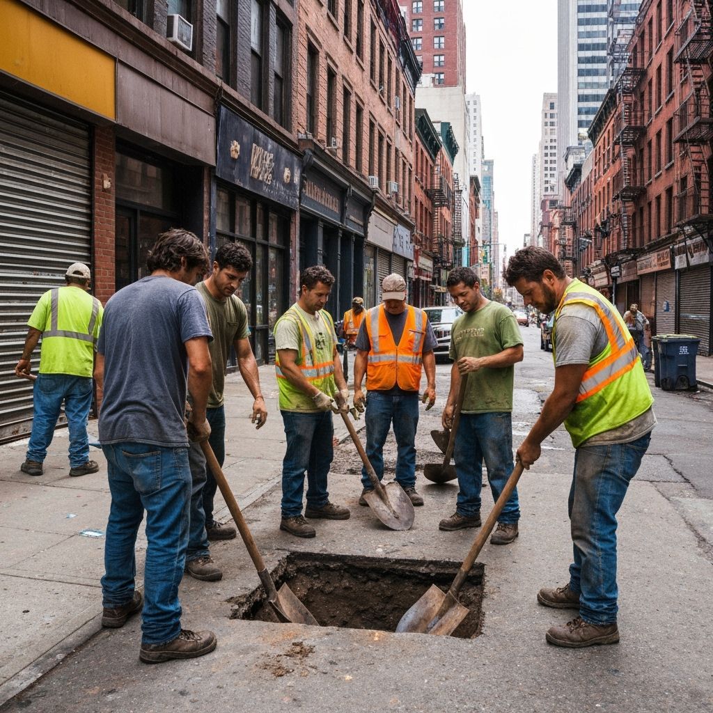 City Workers Digging: Urban Realism Art