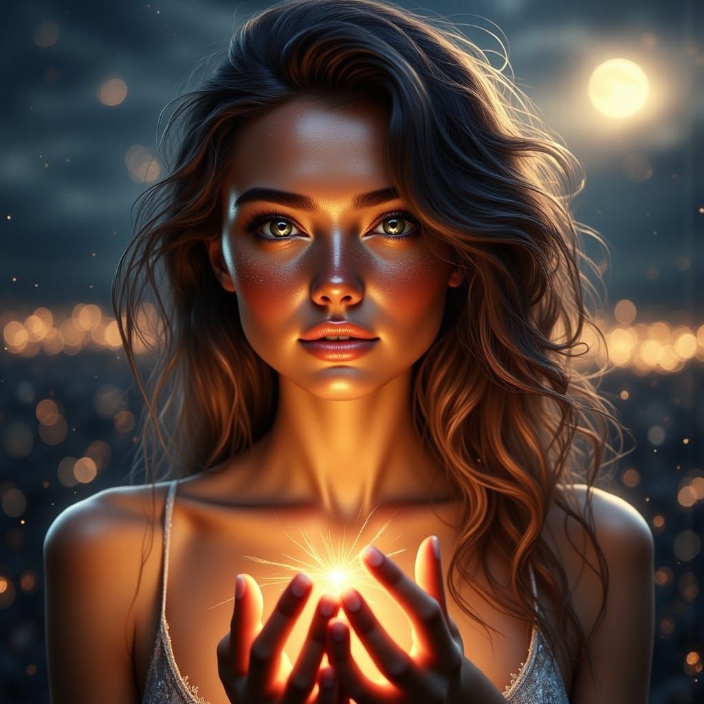 Glowing Princess Under Moonlight Illumination