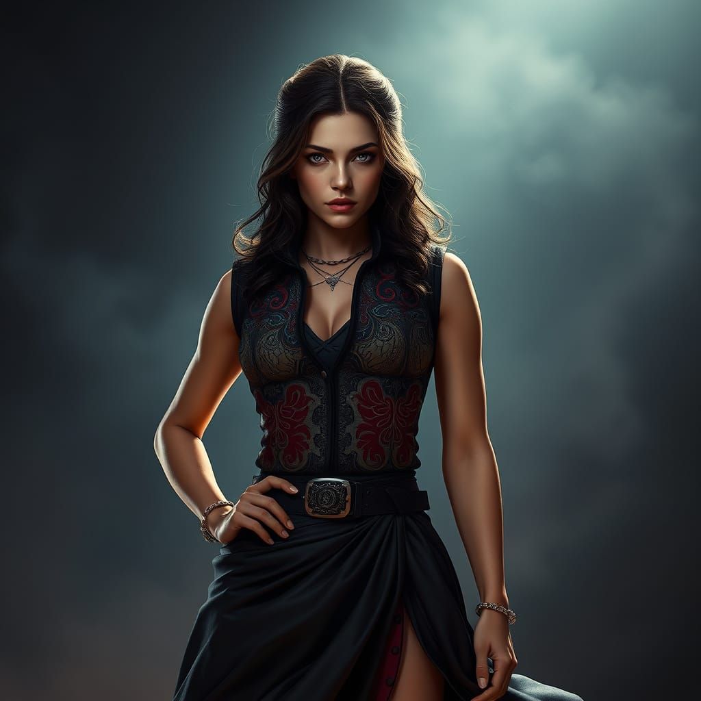 Fantasy Femme Fatale in Cowboy Shot, Concept Art in Digital ...