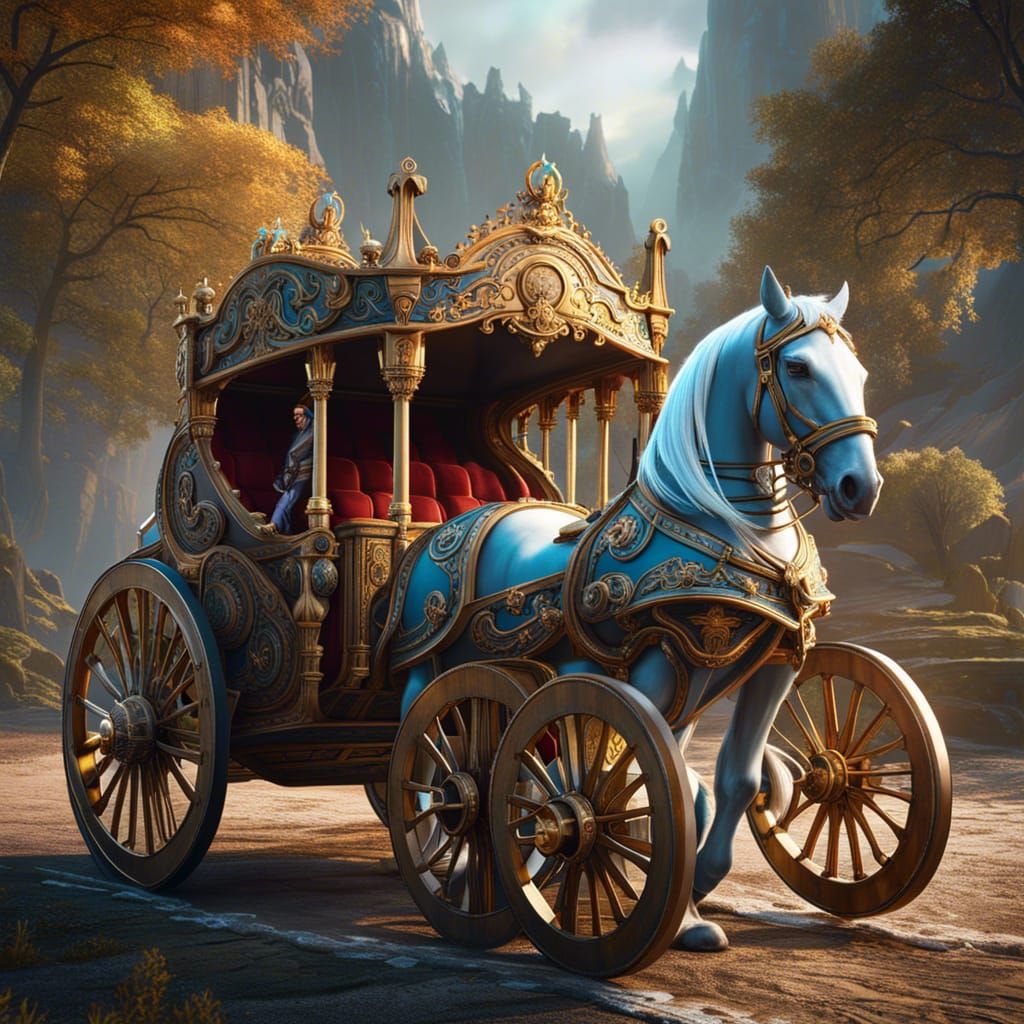 Fantastical Horse Chariot in Detailed Digital Painting