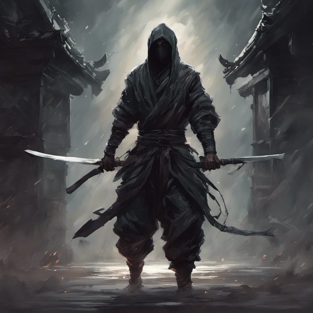 Mysterious Ninja in Dark Fantasy Style