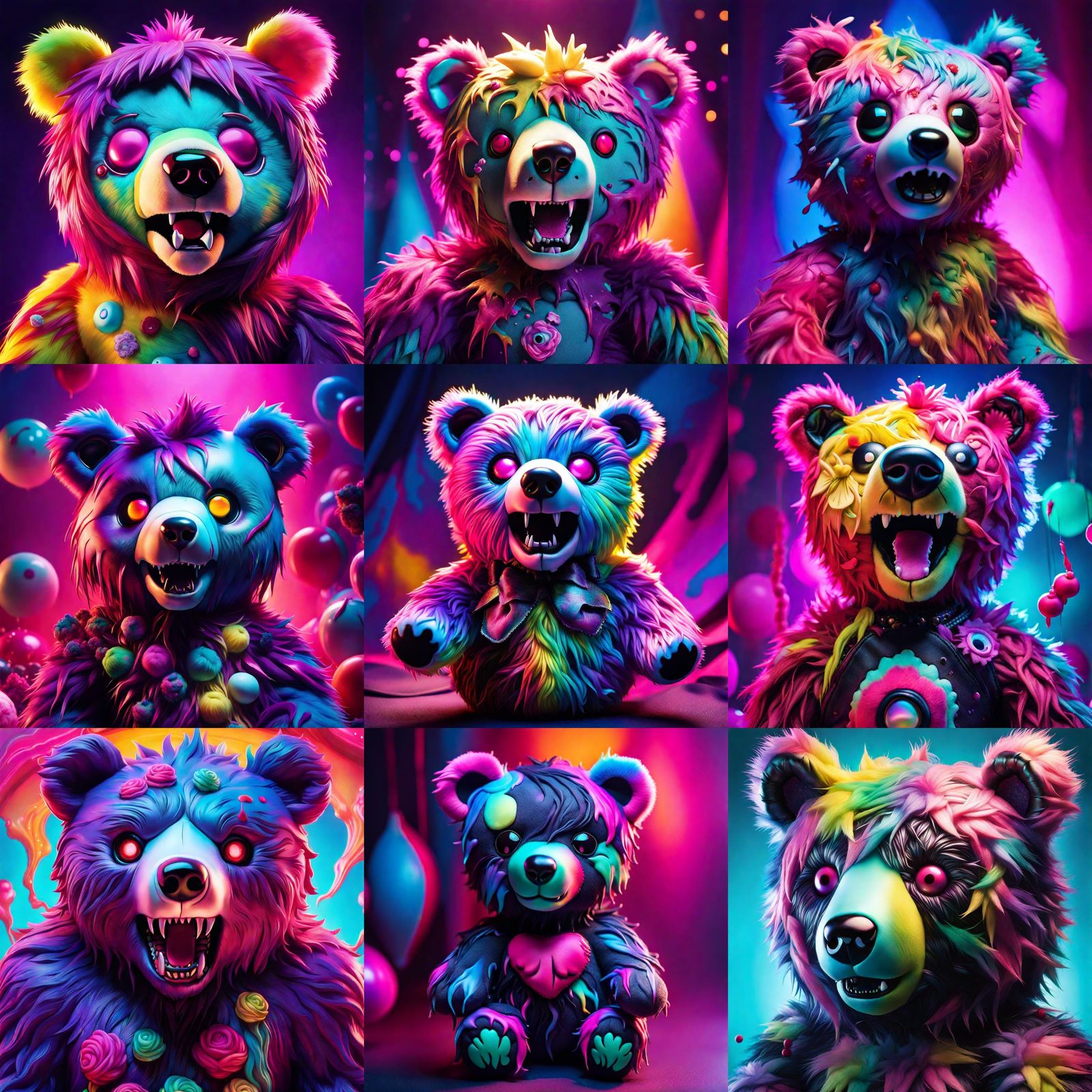 Stuffed Zombie Bear in Kawaii Horror Style