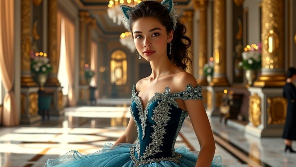 Princess in Whimsical Feline Gown