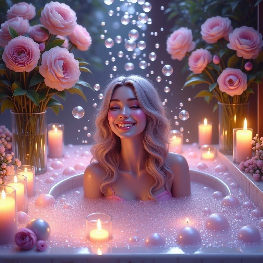 Magical Spa: Woman in Bubble Bath, 3D Model