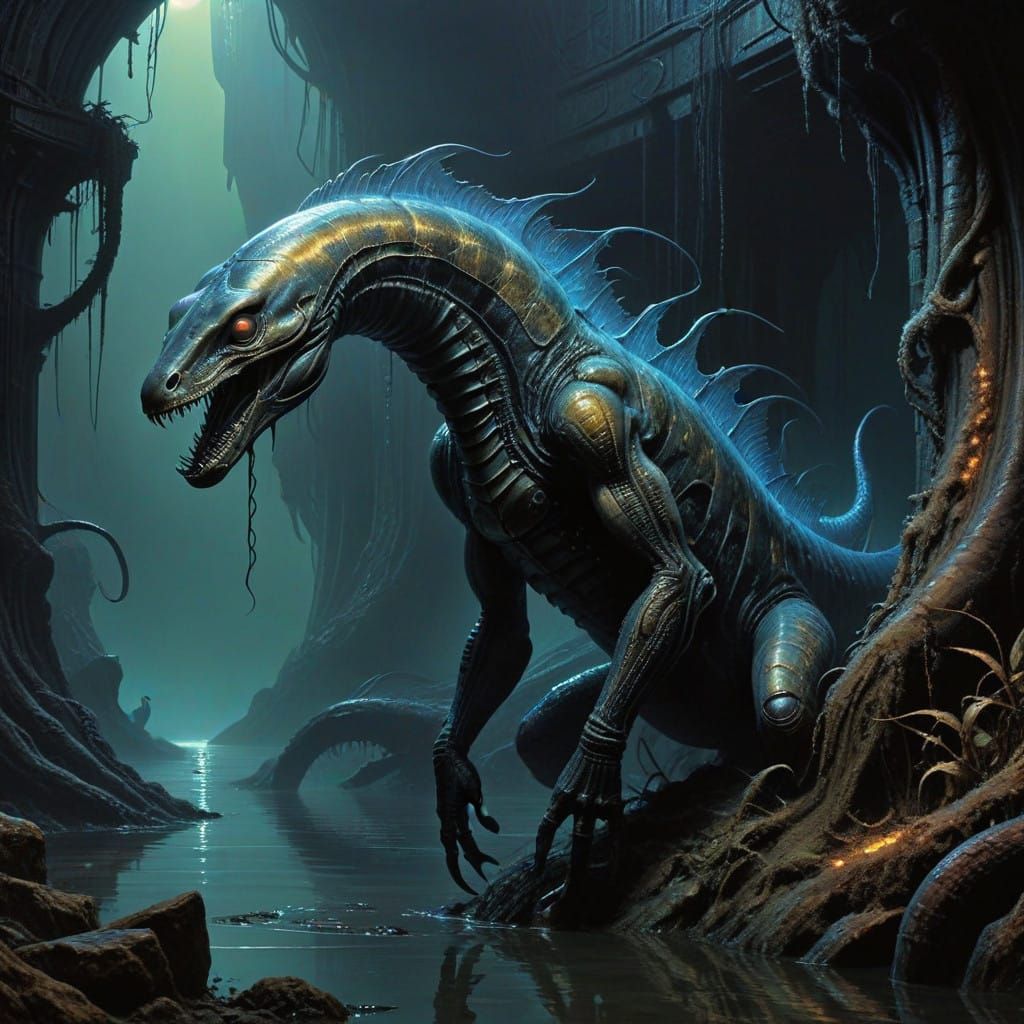 Mysterious, Shadowy Lamprey Creature Emerges from Darkness