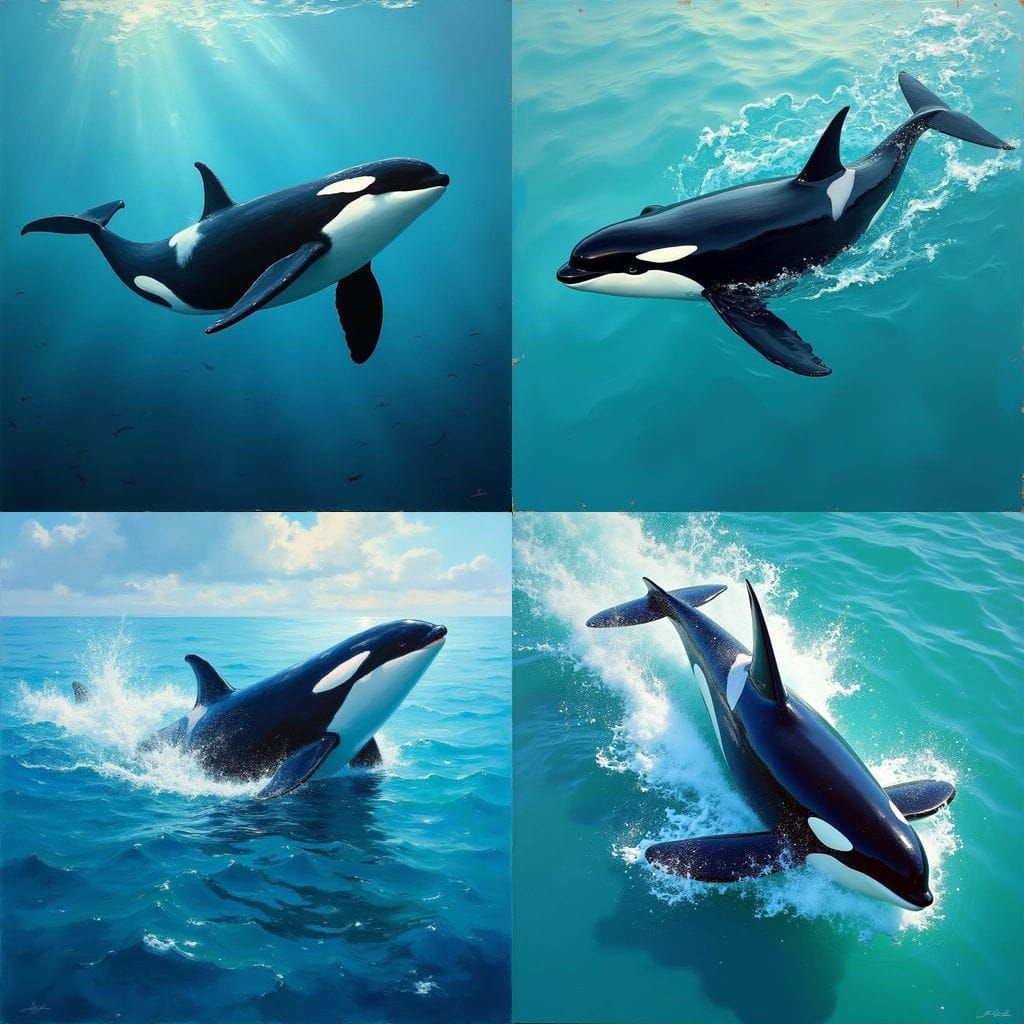 Majestic Orca Whale in Energetic Oil Painting