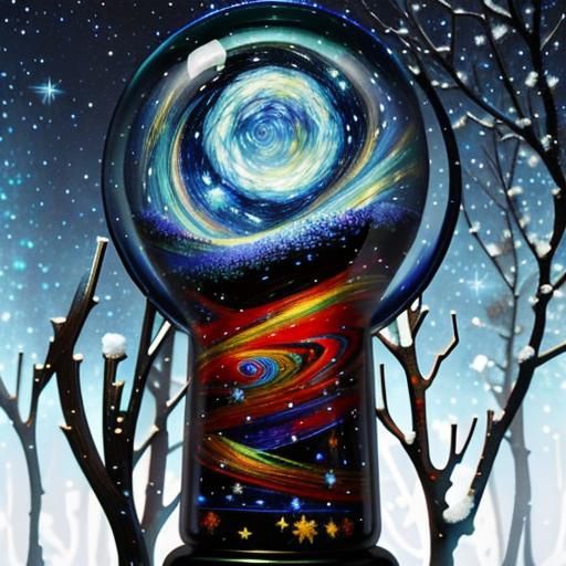 Starry Night Snow Globe in Van Gogh Style