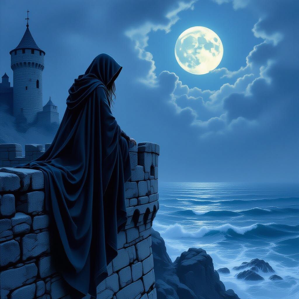 Deirdre of Sorrows Contemplates Fate Under Moonlight