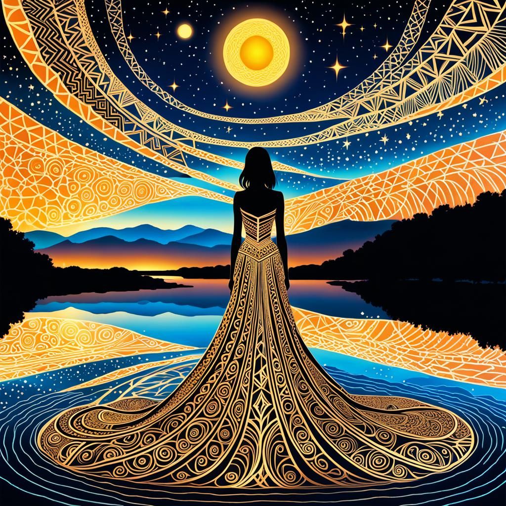 Woman in Runes Dress: Zentangle Foam Art