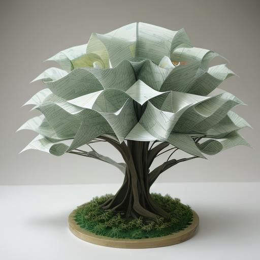 Origami Willow Tree Papercraft in 8K