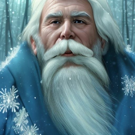 Ded Moroz in Winter Forest: Hyperdetailed Portrait
