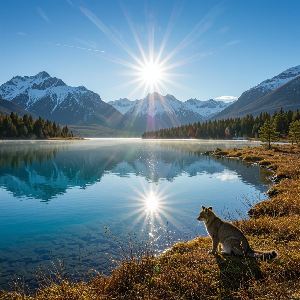 Majestic Mountain Waterfall with Lush Greenery and Hidden Fe...