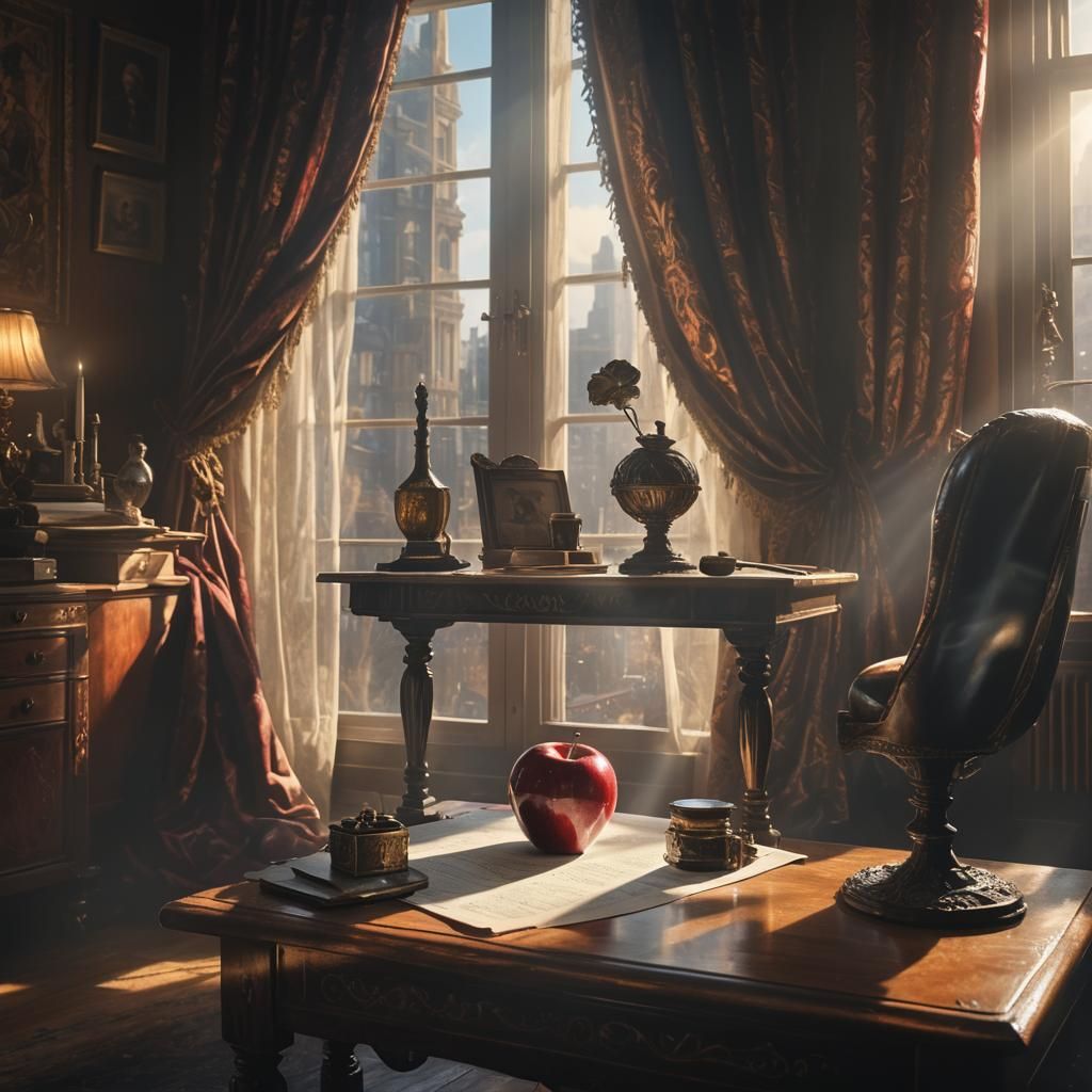 Apple on Desk: Cinematic Digital Matte Painting